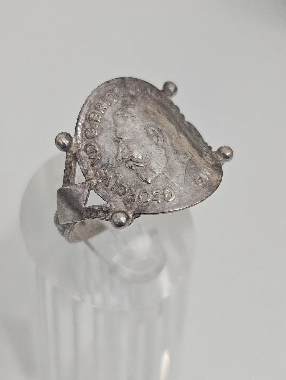 Vintage 1911 George V British Threepence Sterling Silver Coin Ring Size 9.75 US